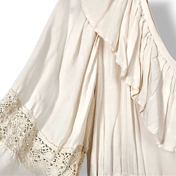 FP Jen's Pirate Booty NWOT one shoulder balloon sleeve crochet mini dress L - Picture 8 of 9